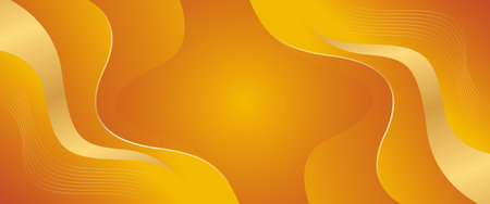 Abstract orange luxury banner background with gold lines. Elegant wave modern wallpaper. Suitable for templates, banners, sales, ads, events, awards, web pages, and headersのイラスト素材