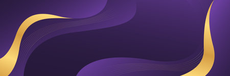 Abstract purple luxury banner background with gold lines. Elegant wave modern wallpaper. Suitable for templates, banners, sales, ads, events, awards, web pages, and headersのイラスト素材