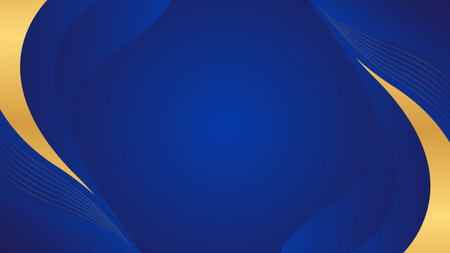 Abstract blue luxury background with gold lines. Elegant wave modern wallpaper. Template banner background for sales, ads, events, awards, web, pages, and othersのイラスト素材