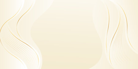 Abstract beige luxury background with gold lines. Elegant wave modern wallpaper. Template banner background for beauty products, sales, ads, events, web and pagesのイラスト素材