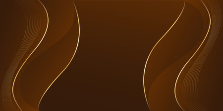 Abstract dark brown luxury background with gold lines. Elegant wave modern wallpaper. Template banner background for sales, ads, events, awards, web, pages, and othersのイラスト素材
