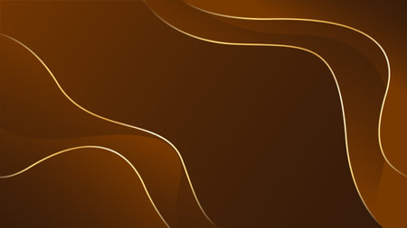 Abstract dark brown luxury background with gold lines. Elegant wave modern wallpaper. Template banner background for sales, ads, events, awards, web, pages, and othersのイラスト素材