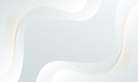 Abstract white-gray luxury background with gold lines. Elegant wave modern wallpapers. Suitable for templates, banners, cards, sales, ads, events, awards, web and pagesのイラスト素材