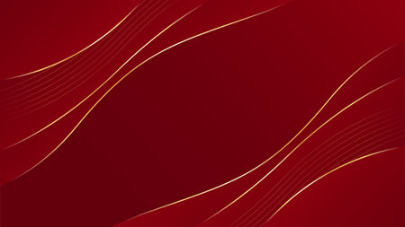 Abstract red luxury background with gold lines. Elegant wave modern wallpapers. Suitable for templates, banners, cards, sales, ads, events, awards, web and pagesのイラスト素材