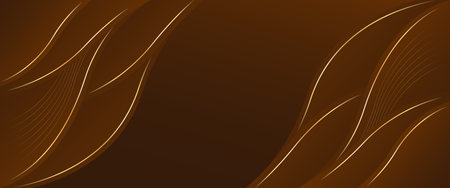 Abstract dark brown luxury banner background with gold lines. Elegant wave modern wallpaper. Suitable for templates, banners, sales, ads, events, web pages, and headersのイラスト素材