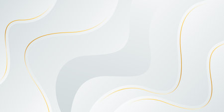 Elegant white-gray luxury background. Abstract wave dynamic wallpaper with gold lines. Template banner background for sales, business, ads, events, web, and pagesのイラスト素材