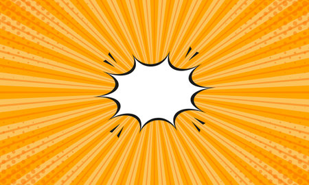 Orange comic sunburst effect background with halftone. pop art comic-style vector background. Suitable for templates, sale banners, events, ads, web and pagesのイラスト素材