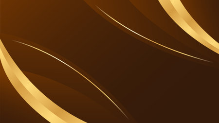 Abstract dark brown luxury curved background with gold lines. Elegant modern wallpapers. Suitable for templates, banners, cards, sales, ads, events, awards, web and pagesのイラスト素材