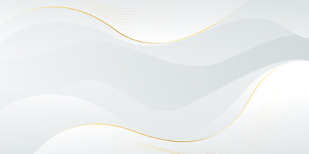 Abstract white-gray luxury wave background with gold lines. Elegant gradient modern wallpapers. Suitable for templates, banners, sales, ads, events, awards, web and pagesのイラスト素材
