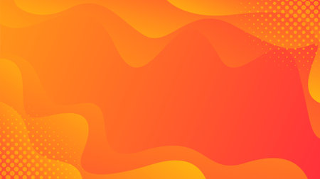 Abstract orange fluid wave background with halftones. Modern dynamic wallpaper. Template banner background for sales, ads, events, websites, pages, and othersのイラスト素材