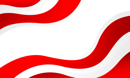 Abstract red and white wave background. Modern Indonesian flag color theme. Perfect for Independence Day banners, patriotic celebration posters, national events, and web headersのイラスト素材