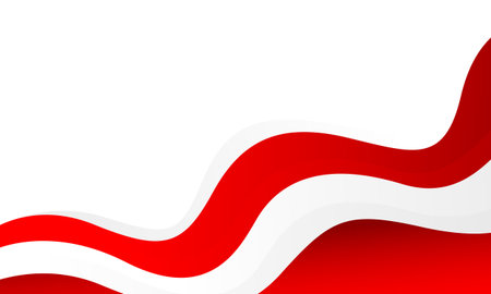 Abstract red and white wave background. Modern Indonesian flag color theme. Perfect for Independence Day banners, patriotic celebration posters, national events, and web headersのイラスト素材