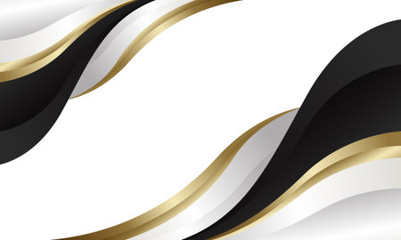 Abstract luxury metallic wave background with black, white and gold colors. Suitable for templates, banners, covers, sales, business, events, awards, web pages and moreのイラスト素材