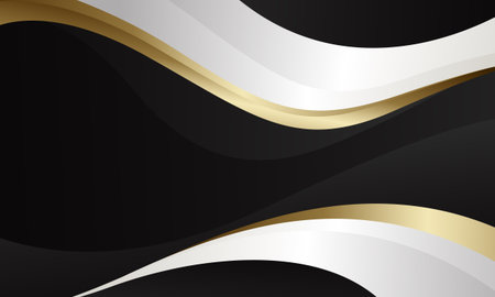 Abstract luxury metallic wave background with black, white and gold colors. Suitable for templates, banners, covers, sales, business, events, awards, web pages and moreのイラスト素材