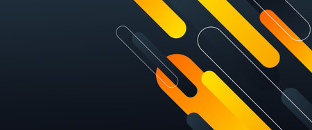 Abstract orange-yellow geometric background with diagonal stripes on a dark background. Modern...