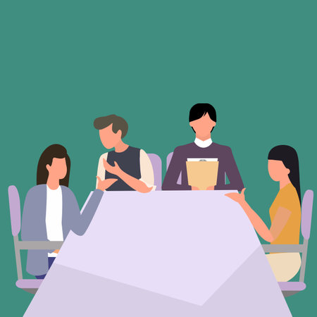 Simple Vector illustration drawing of female trainer coaching about the business plan and business organization to young CEO at the office. Business training concept Modern design vector illustrationのイラスト素材