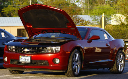 VIRGINIA- APRIL 13:A Burgundy Chevy Camaro at the 2nd Annual 2012 MPCC (middle penninsula car club)...