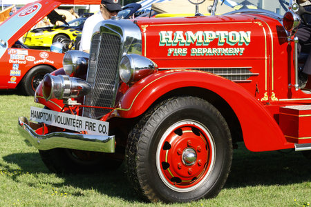 HAMPTON, VA-JUNE 9:A 1938 Quad firetruck  at the 3rd annual HCS car show at the Hampton Christian...