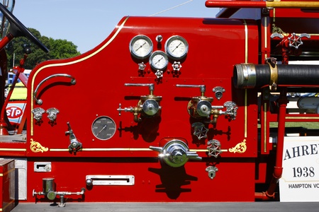 HAMPTON, VA-JUNE 9:A 1938 Quad firetruck  at the 3rd annual HCS car show at the Hampton Christian School in Hampton Virginia, 2012 in Hampton Virginia on June 9, 2012.のeditorial素材