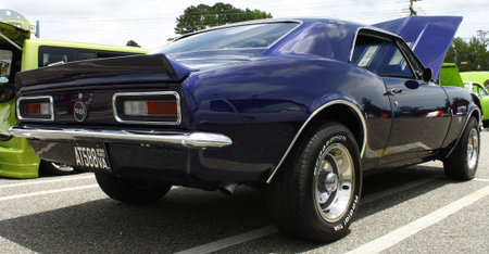 GLOUCESTER, VA- JULY 14:Back right side of an old Chevy Camaro at the Annual Blast from the past car show at the Main St shopping center in Gloucester, Virginia on July 14, 2012.のeditorial素材