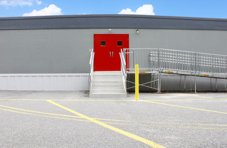 The entrance into a series of temporary modular units setup in the parking lot for the kids...