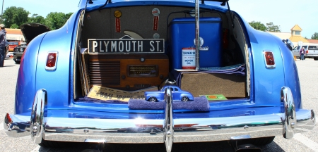 GLOUCESTER, VA- MAY 25: 1940 Plymouth trunk interior in the (middle peninsula car club) relay for life car show at the Main St shopping center in Gloucester, Virginia on May 25, 2013のeditorial素材
