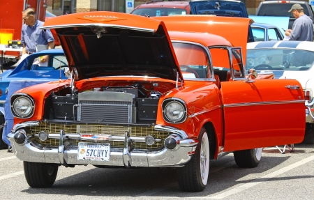 GLOUCESTER, VA- MAY 25: 1957 Chevy in the (middle peninsula car club) relay for life car show at the Main St shopping center in Gloucester, Virginia on May 25, 2013のeditorial素材
