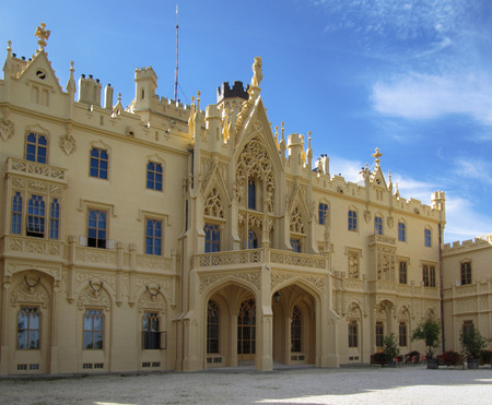 Lednice, Czech Republic - September 29, 2011: Famous Touristic Destination Lednice Palace in South Moraviaのeditorial素材