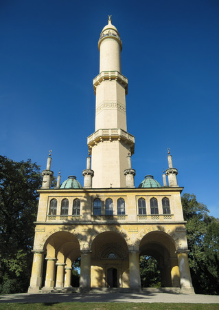 Lednice, Czech Republic - September 29, 2011: Moorish Minaret in the Middle of Lednice Gardens, South Moraviaのeditorial素材