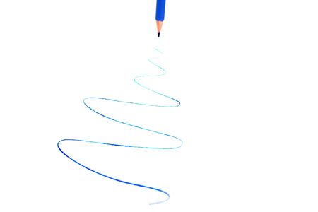 Blue pencil writing line on white list.の写真素材