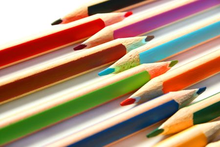 Colorful pencils on white background.の写真素材