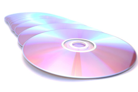 Many  printable dvds isolated on white. 
