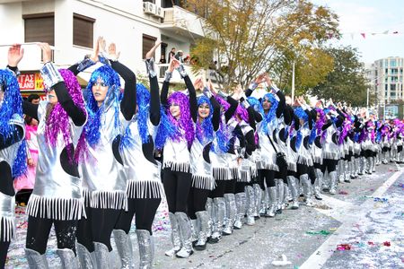 LIMASSOL,CYPRUS-MARCH 1:Unidentified people in Cyprus carnival parade, MARCH 1, 2009 in Limassol,Cyprus.のeditorial素材