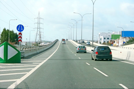 Cars on bridge road in Limassol,Cyprus.