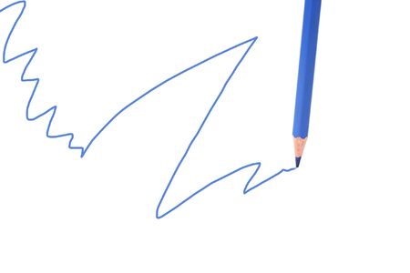 Financial graphic line and blue pencil.の写真素材