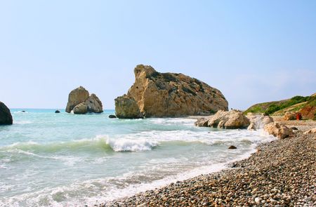 Petra tou Romiou, Aphrodite's legendary birthplace in Paphos, Cyprus.の写真素材