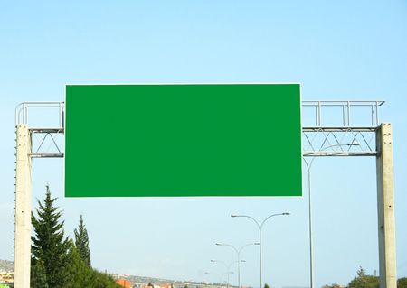 Empty billboard on highway towers.の写真素材