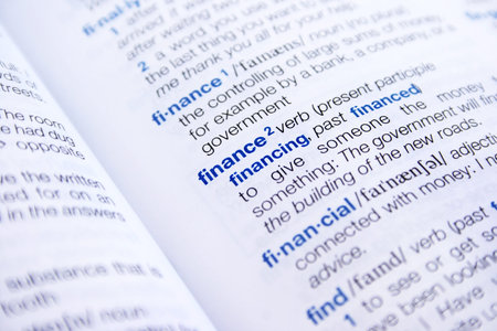 The word finance and financial in dictionary.の写真素材