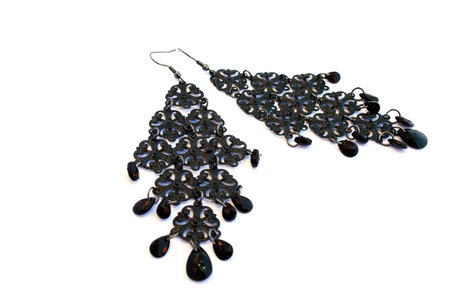 Earrings isolated on white background.の写真素材