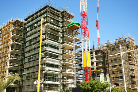 Construction site and crane in Limassol city, Cyprus.