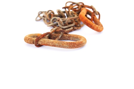 Rusty chain isolated on white background.の写真素材