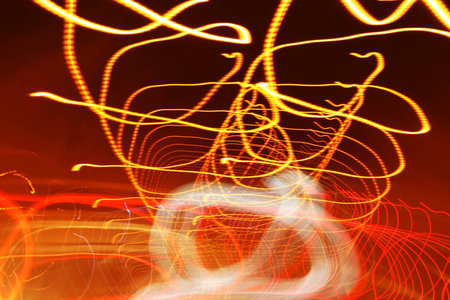 Colorful lights in the tunnel.