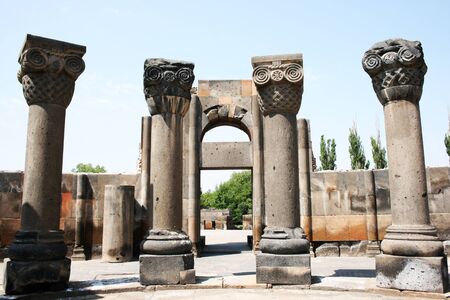 The 7th century Zvartnots Cathedral ruins in  Armeniaの写真素材