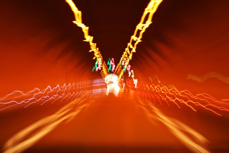 Colorful lights in the tunnel.の写真素材