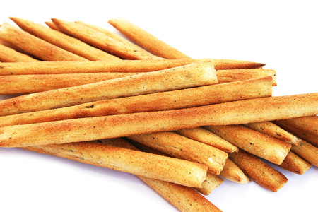 Breadsticks isolated on white background.