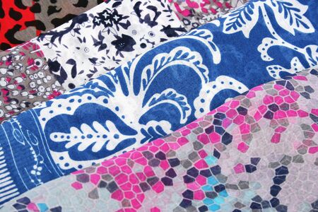 Colorful scarfs as a background.の写真素材