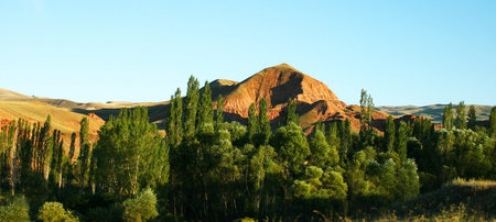 Landscape with mountains and trees in Turkey.