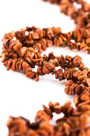 Aventurine necklace isolated on white background.の写真素材