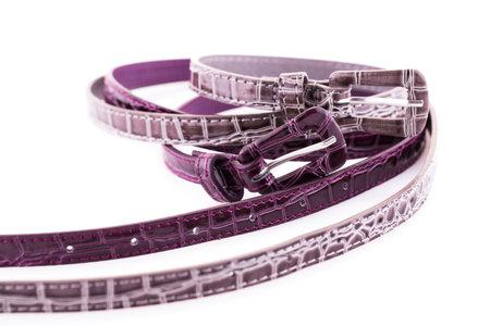 Stylish belts isolated on white .の写真素材