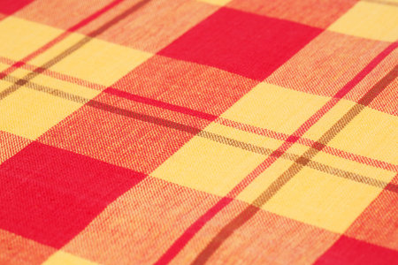Striped tablecloth texture as a background, closeup picture.の写真素材
